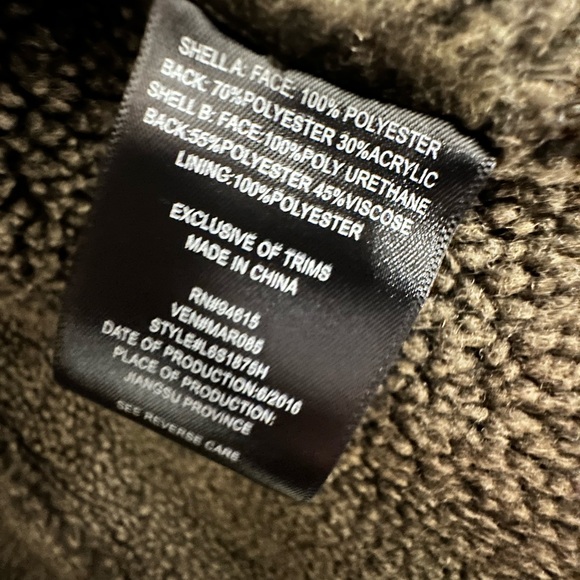 Sam Edelman Women's Sydney Hooded Faux Shearling Dark Olive Jacket size L - Picture 9 of 16